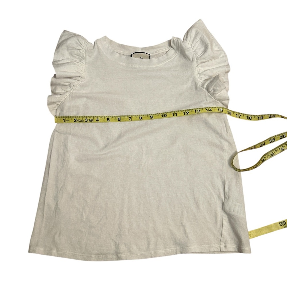 Tuckernuck White Kaia Flutter Sleeve Blouse 100% cotton natural fiber, Small - Picture 7 of 8